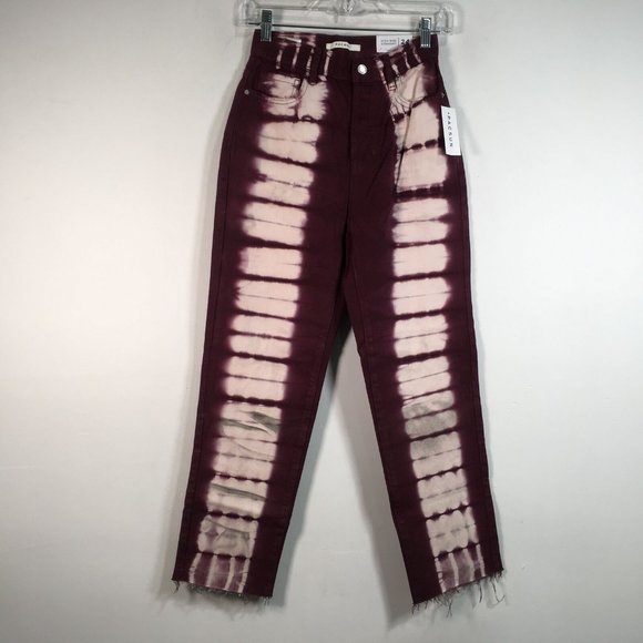 PacSun Tie Dye High Rise Straight Fit Jean, Women's Size 24 - Raspberry - Picture 6 of 16